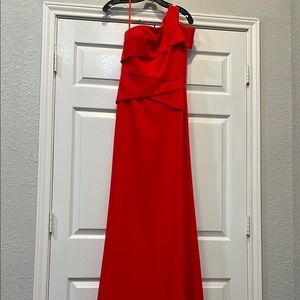 Elegant Red One-Shoulder Dress. It has lined and similar to La petite quality,
